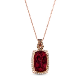 Le Vian Natural Garnet Necklace 3/8 ct tw Diamonds 14K Strawberry Gold