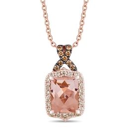 Le Vian Natural Morganite Necklace 1/3 ct tw Diamonds 14K Strawberry Gold