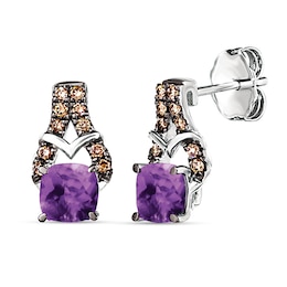 Le Vian Natural Amethyst Earrings 1/8 ct tw Diamonds 14K Vanilla Gold