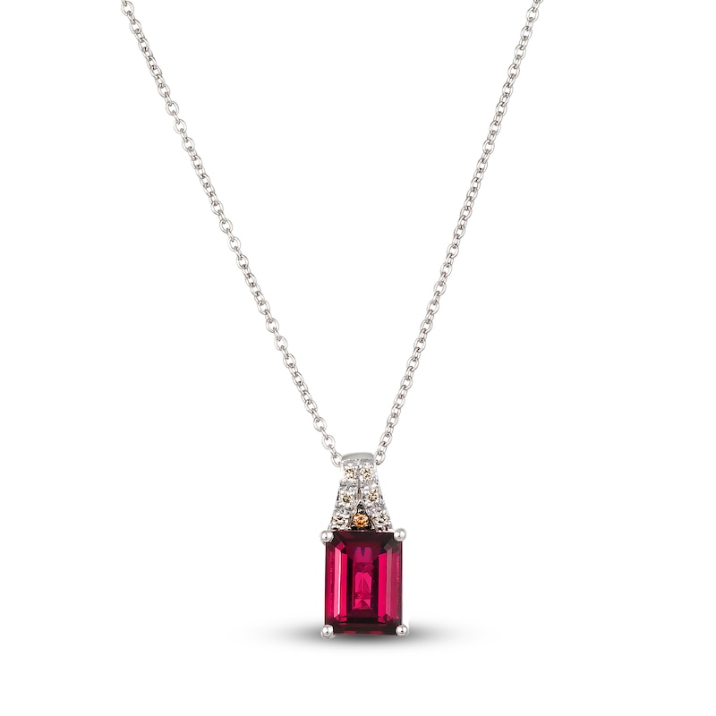 Main Image 1 of Le Vian Natural Garnet Necklace 1/20 ct tw Diamonds 14K Vanilla Gold