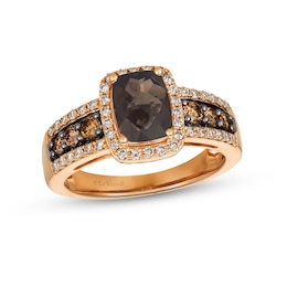 Le Vian Natural Smoky Quartz Ring 5/8 ct tw Diamonds 14K Strawberry Gold