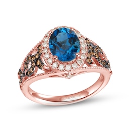 Le Vian Natural Blue Topaz Ring 1/2 ct tw Diamonds 14K Strawberry Gold