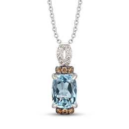 Le Vian Natural Aquamarine Necklace 1/6 ct tw Diamonds 14K Vanilla Gold
