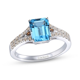 Le Vian Natural Blue Topaz Ring 1/6 ct tw Diamonds 14K Vanilla Gold