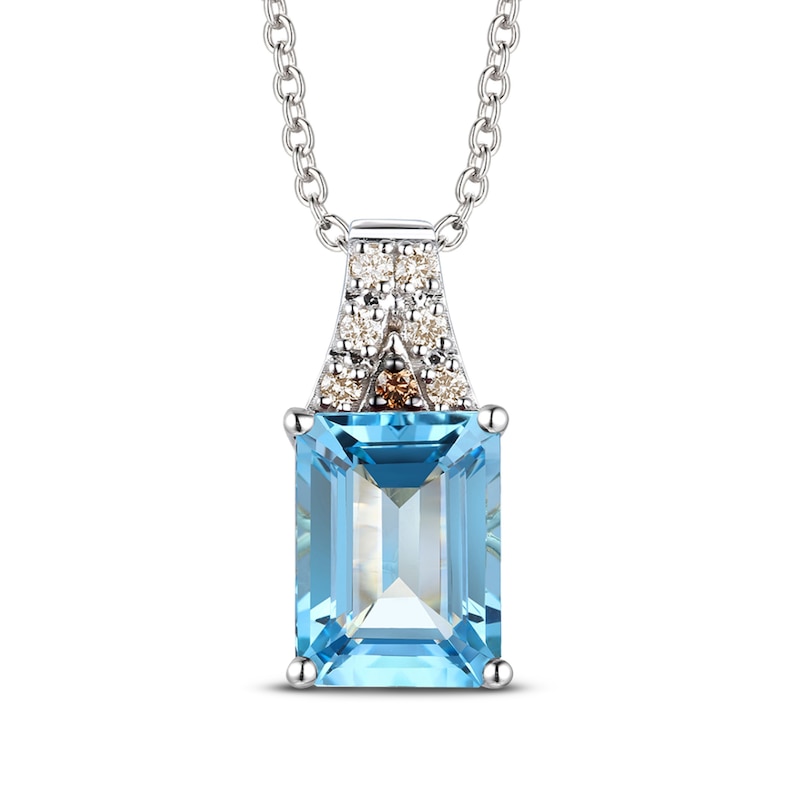 Main Image 1 of Le Vian Natural Blue Topaz Necklace 1/20 ct tw Diamonds 14K Vanilla Gold