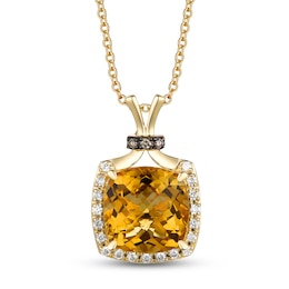 Le Vian Natural Citrine Necklace 1/8 ct tw Diamonds 14K Honey Gold