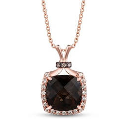 Le Vian Natural Smoky Quartz Necklace 1/8 ct tw Diamonds 14K Strawberry Gold