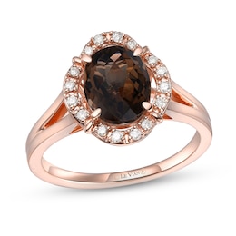 Le Vian Natural Smoky Quartz Ring 1/6 ct tw Diamonds 14K Strawberry Gold