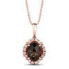 Thumbnail Image 1 of Le Vian Natural Smoky Quartz Necklace 1/6 ct tw Diamonds 14K Strawberry Gold