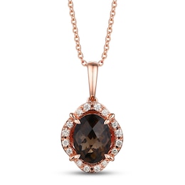 Le Vian Natural Smoky Quartz Necklace 1/6 ct tw Diamonds 14K Strawberry Gold