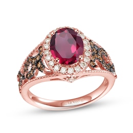 Le Vian Natural Rhodolite Garnet Ring 1/2 ct tw Diamonds 14K Strawberry Gold