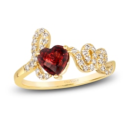 Le Vian Natural Garnet Heart Ring 1/4 ct tw Diamonds 14K Honey Gold