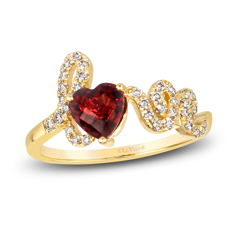 Main Image 1 of Le Vian Natural Garnet Heart Ring 1/4 ct tw Diamonds 14K Honey Gold