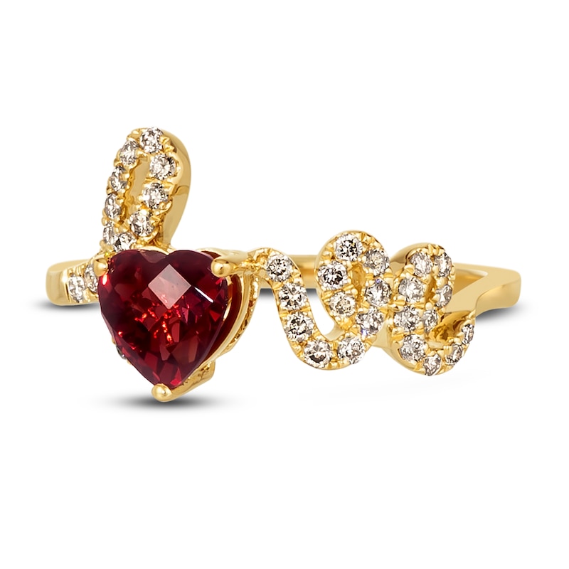 Main Image 2 of Le Vian Natural Garnet Heart Ring 1/4 ct tw Diamonds 14K Honey Gold