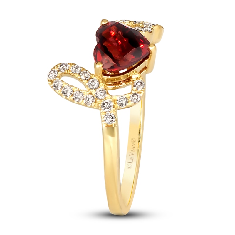 Main Image 4 of Le Vian Natural Garnet Heart Ring 1/4 ct tw Diamonds 14K Honey Gold