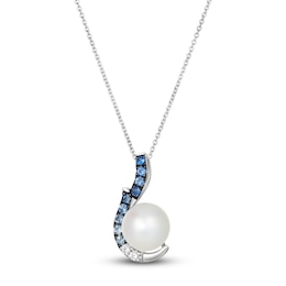 Le Vian Natural Sapphire & Freshwater Cultured Pearl Pendant Necklace 14K Vanilla Gold