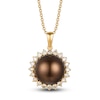 Thumbnail Image 4 of Le Vian Chocolate Cultured Pearl Necklace 3/8 ct tw Diamonds 14K Honey Gold