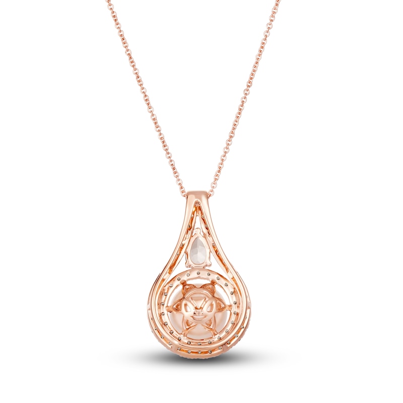 Le Vian Natural Morganite & Freshwater Cultured Pearl Necklace 7/8 ct tw Diamonds 14K Strawberry Gold