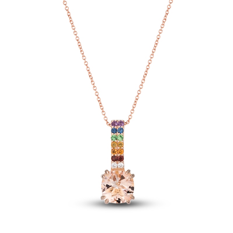 Main Image 1 of Le Vian Natural Morganite/Garnet/Citrine/Sapphire/ Amethyst/Diamond Accent Necklace 14K Strawberry Gold