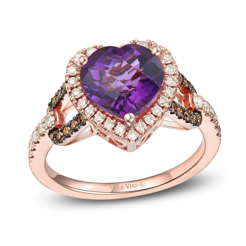 Le Vian Natural Amethyst Ring 1/2 ct tw Diamonds 14K Strawberry Gold