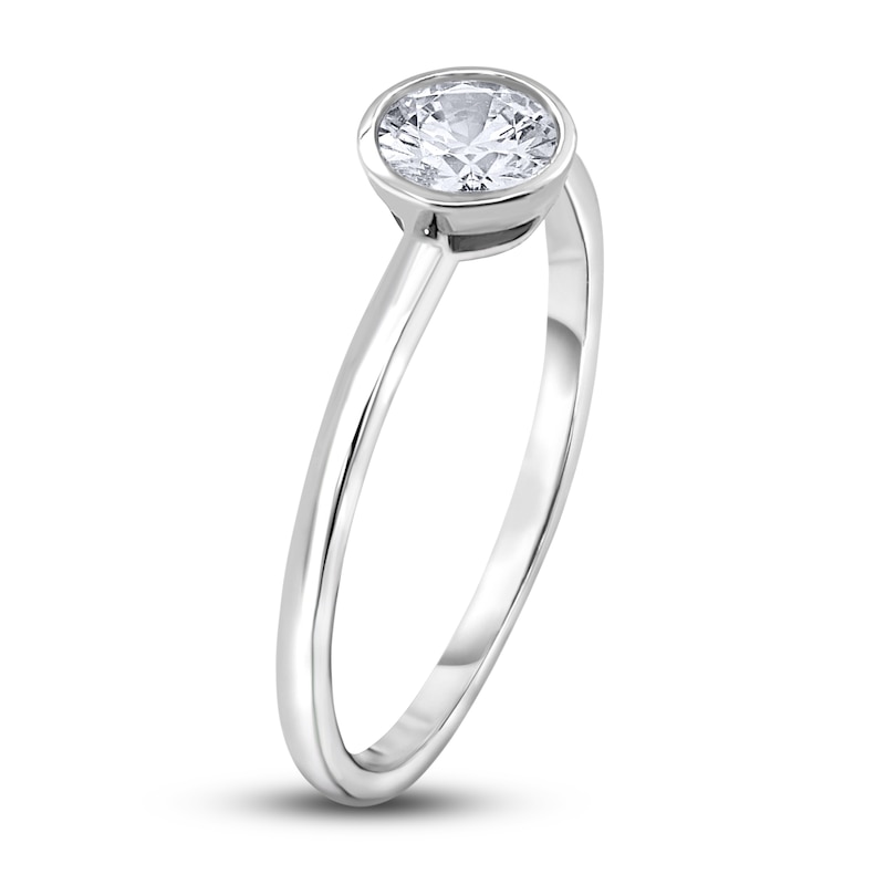 Diamond Solitaire Engagement Ring 1/2 ct tw Bezel-Set Round 14K White Gold (I2/I)