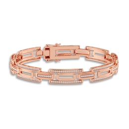 Men's Diamond Bracelet 1 ct tw Round 14K Rose Gold 8.5&quot;