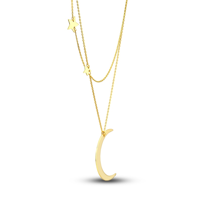 Main Image 2 of Moon & Stars Necklace 14K Yellow Gold 16&quot;