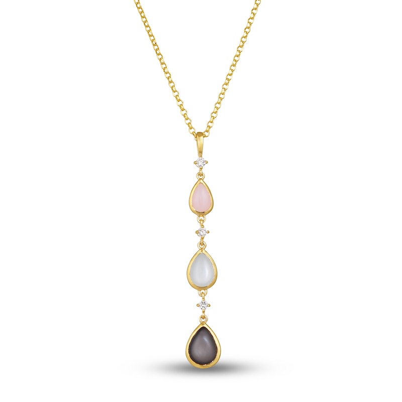 Le Vian Natural Opal & Moonstone Pendant Necklace 1/10 ct tw Diamonds 14K Honey Gold