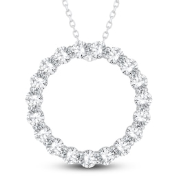 Diamond Circle Pendant Necklace 3 ct tw Round 14K White Gold 18&quot;