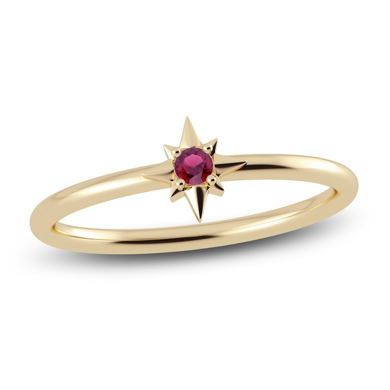 Juliette Maison Natural Rhodolite Garnet Starburst Ring 10K Gold