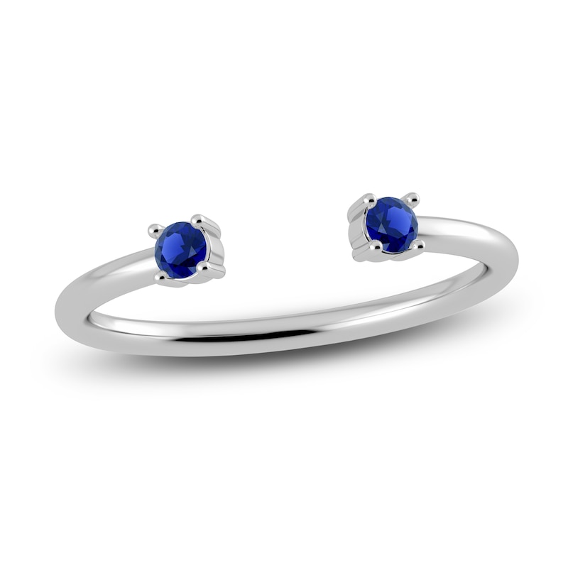 Juliette Maison Natural Blue Sapphire Cuff Ring 10K White Gold