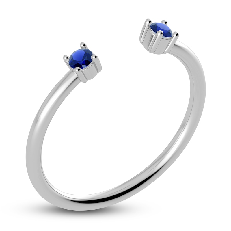 Juliette Maison Natural Blue Sapphire Cuff Ring 10K White Gold