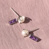 Thumbnail Image 4 of Juliette Maison Natural White Sapphire Baguette and Freshwater Cultured Pearl Earrings 10K Rose Gold