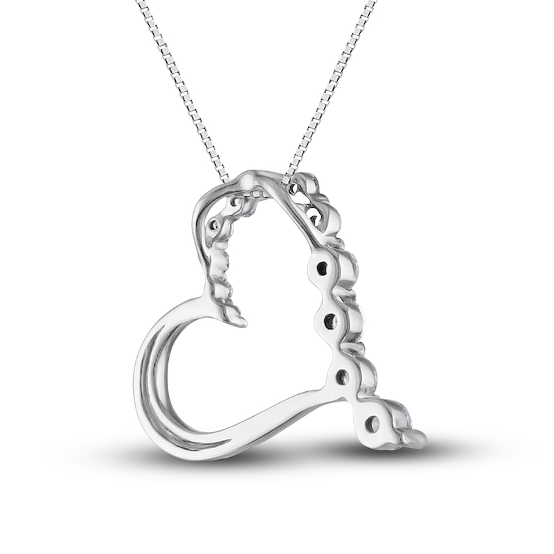 Main Image 2 of Diamond Heart Pendant Necklace 1/4 ct tw Round 14K White Gold 18&quot;