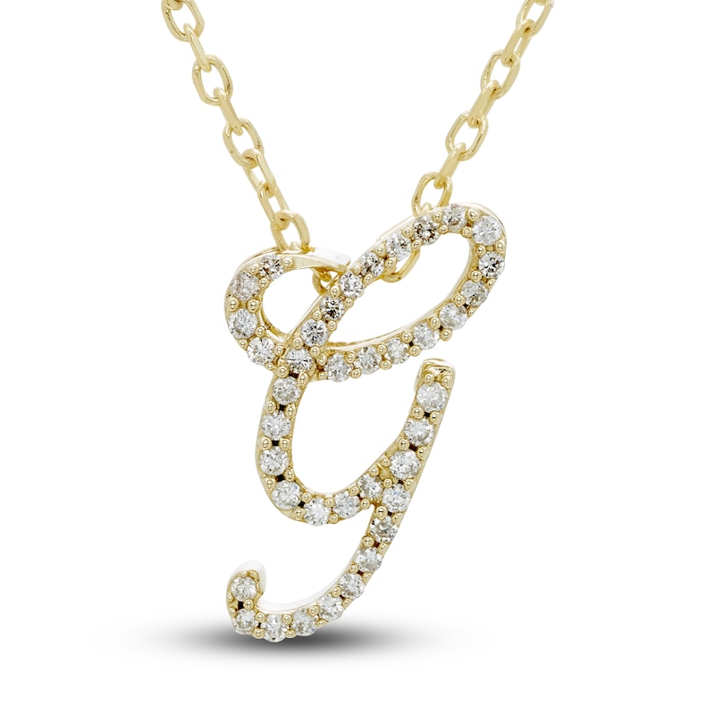 Main Image 1 of Diamond Initial G Pendant Necklace 1/10 ct tw Round 10K Yellow Gold 18&quot;