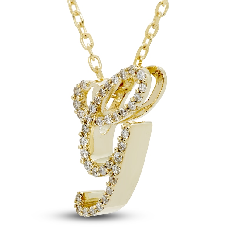 Main Image 2 of Diamond Initial G Pendant Necklace 1/10 ct tw Round 10K Yellow Gold 18&quot;