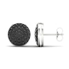 Thumbnail Image 2 of Men's Black Diamond Stud Earrings 1 ct tw Round 10K White Gold