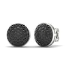 Thumbnail Image 4 of Men's Black Diamond Stud Earrings 1 ct tw Round 10K White Gold