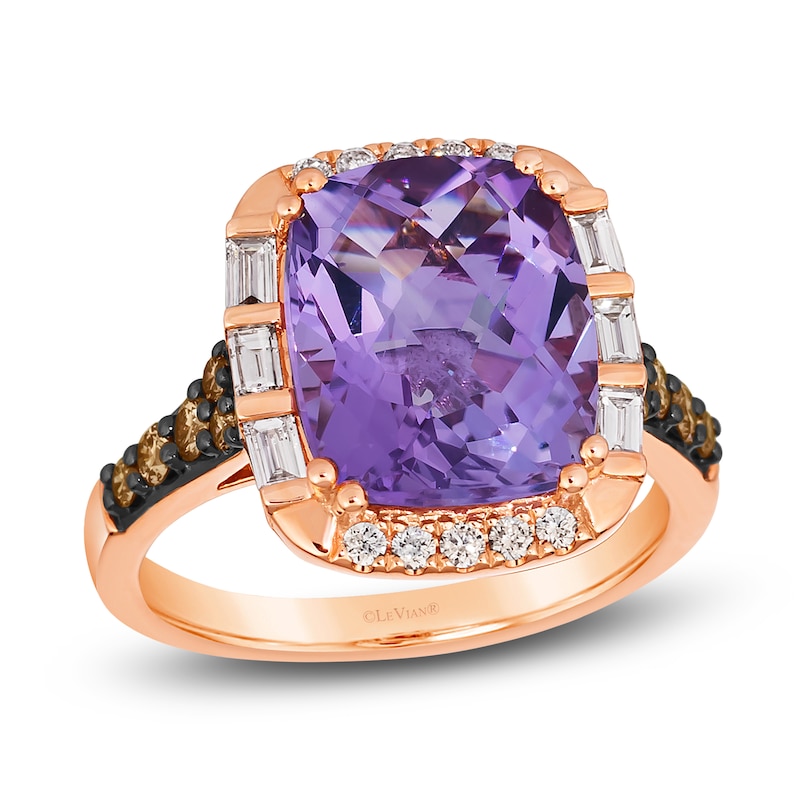 Main Image 1 of Le Vian Natural Amethyst Ring 1/2 ct tw Diamonds 14K Strawberry Gold