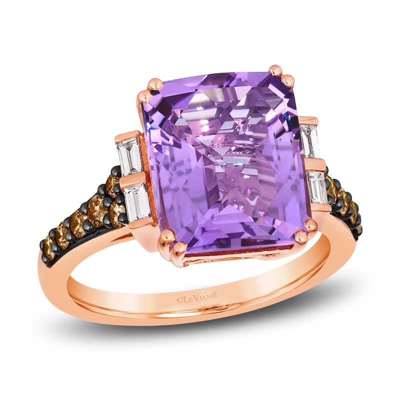 Main Image 1 of Le Vian Natural Amethyst Ring 1/2 ct tw Diamonds 14K Strawberry Gold