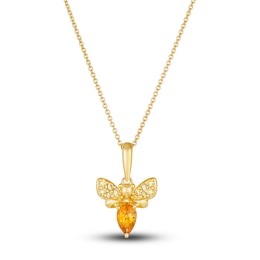 Le Vian Natural Citrine Bumblebee Necklace 1/10 ct tw Diamonds 14K Honey Gold 19&quot;