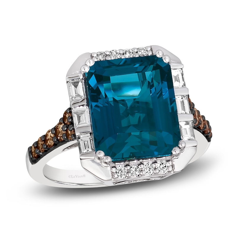 Le Vian Natural Blue Topaz Pendant Ring 5/8 ct tw Diamonds 14K Vanilla Gold