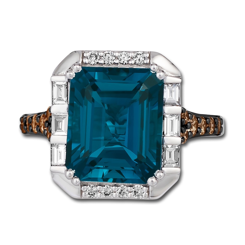 Le Vian Natural Blue Topaz Pendant Ring 5/8 ct tw Diamonds 14K Vanilla Gold