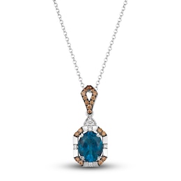 Le Vian Natural Blue Topaz Pendant Necklace 1/2 ct tw Round 14K Vanilla Gold 19&quot;