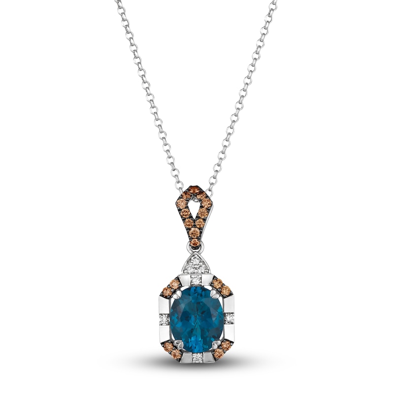 Main Image 1 of Le Vian Natural Blue Topaz Pendant Necklace 1/2 ct tw Round 14K Vanilla Gold 19&quot;