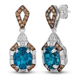 Le Vian Natural Blue Topaz Pendant Earrings 7/8 ct tw Diamonds 14K Vanilla Gold