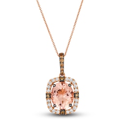 Le Vian Natural Morganite Pendant Necklace 1/2 ct tw Diamonds 14K Strawberry Gold 19&quot;