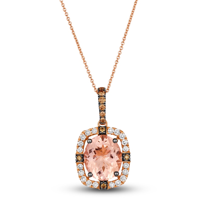 Main Image 1 of Le Vian Natural Morganite Pendant Necklace 1/2 ct tw Diamonds 14K Strawberry Gold 19&quot;