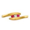 Thumbnail Image 3 of Natural Ruby 3-Stone Ring Diamond Accents 14K Yellow Gold