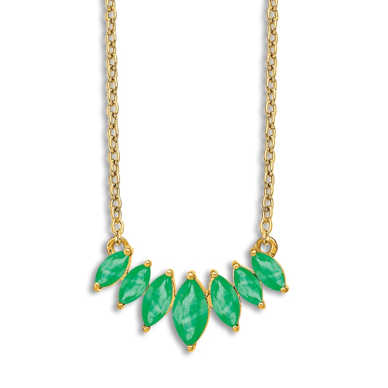 Main Image 1 of Natural Emerald Marquise Necklace 14K Yellow Gold 18&quot;